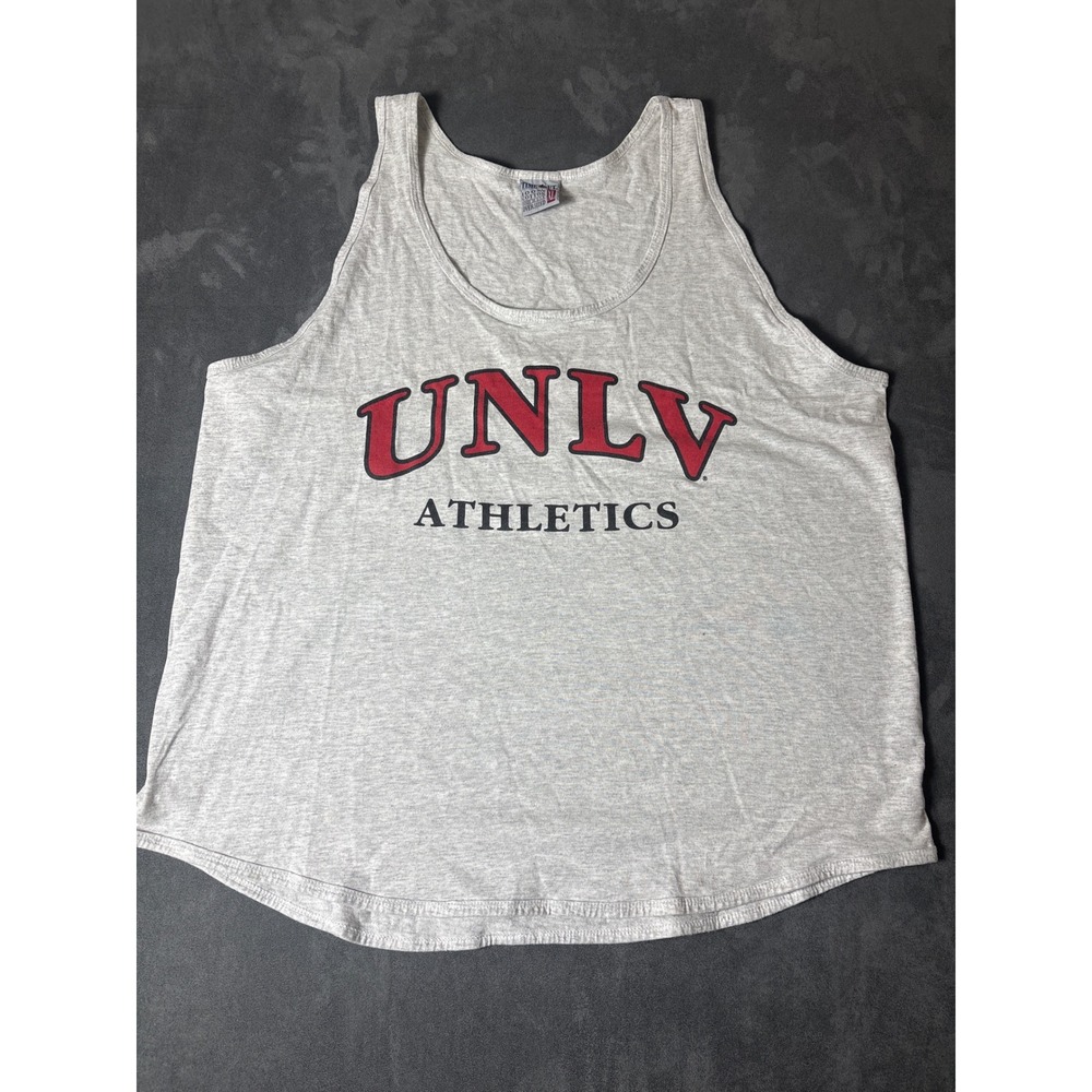 UNLV Athletics Tank Top VTG XL Grey Made in USA Time Out Cotton Sleeveless
